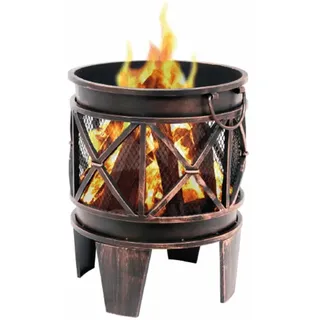 HEAT Feuerkörbe 42 cm – Feuerkörbe für den Garten - Feuerstelle Outdoor & Feuertonne - Feuerkörbe mit opt. Grillrost aus hochwertigem Stahl - Feuerkorb für den Garten - 42x42x53 cm