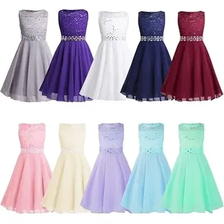 Barielle 10010 Tanzkleid, Spitzenkleid, Partykleid, Pailletten, mit abnehmbarem Strassgürtel, Mädchen, Kinder, Lavendel, 122-128