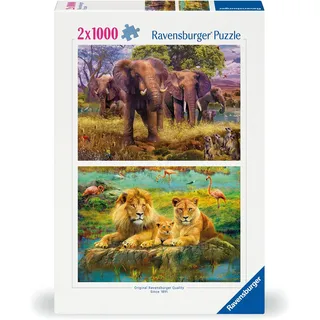 Ravensburger Puzzle 12000340 - Afrikanische Tiere - 2X 1000 Teile Puzzle für Erwachsene und Kinder ab 14 Jahren