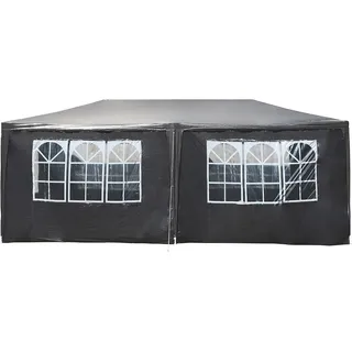 Wiltec Pavillon 3 x 6 m in Grau mit UV-Schutz 50+, Gartenpavillon mit aufrollbaren Seiten, Partyzelt mit Fenstern für z. B. Terrasse und Festival - Grau