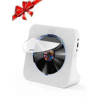 Gueray CD Player Bluetooth CD-Player mit Lautsprecher Unterstützt Fernbedienung Anzeige FM Radio mit CD Players USB- Kartenwiedergabe 3,5 mm AUX Wecker Kopfhöreranschluss Staubschutzhülle