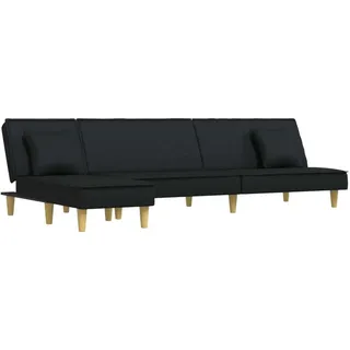 vidaXL Schlafsofa in L-Form Schwarz 255x140x70 cm Stoff - Schwarz