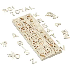 Bild Holzbuchstaben Set, 162 TLG, Großbuchstaben A-Z, &-Zeichen, 3 cm, kleine Buchstaben zum Basteln, Deko, Natur
