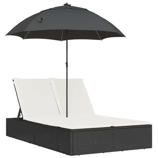 vidaXL Sonnenliege Doppelliege 200 x 58 x 29 cm Schwarz