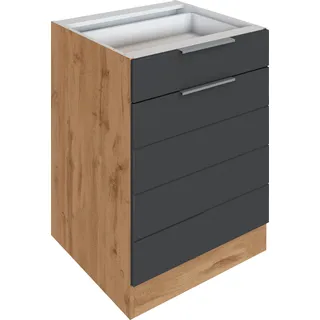 kochstation Unterschrank »KS-Luhe«, 60 cm breit, hochwertige MDF-Fronten mit waagerechter Lisene grau