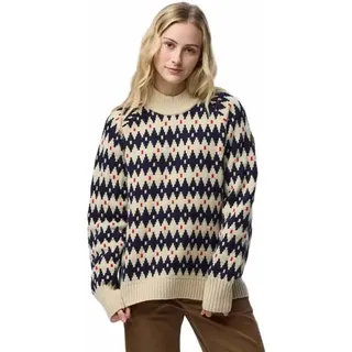 Fjällräven Övik Jacquard Knit Sweatshirt Light Beige-Dark Navy L