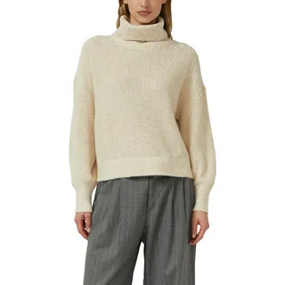 Strickpullover S.OLIVER, Damen, Gr. 46, beige (light beige melange), Strick, Obermaterial: 59% Baumwolle, 37% Polyacryl, 4% Wolle, meliert, unifarben, oversize hüftbedeckend, Rundhals, Flachstrickbündchen, Pullover Strickpullover, Oversize, mit weiten Ärmeln und Rollkragen