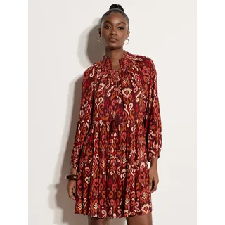 Apricot Midikleid "Shimmer Ikat Babydoll Mini-Kleid" Rüschen, burgund