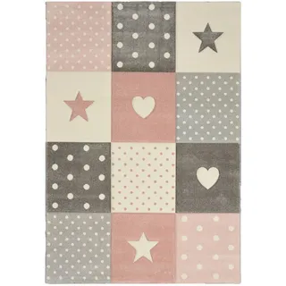 MERINOS Pastel Kids Kinderteppich 200 x 290 cm Grau/Hellrosa