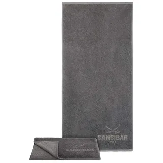 Sansibar Handtuch 2er Set 50x100 cm 100% Baumwolle Doubleface Frottiertuch Zweifarbig Anthrazit/Taupe