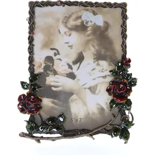 Kawaii-Story BM-xy0042 Metall Bilderrahmen Fotorahmen Luxus Design Retro Vintage Antik Bronze farbig Rosen Dekoration Fotogröße 13x18cm (5x7zoll)