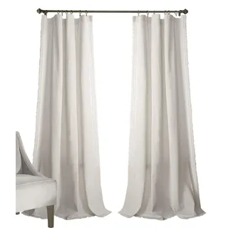 Lush Decor Rosalie Farmhouse Fenstervorhänge, rustikaler Stil, Panel-Set für Wohnzimmer, Esszimmer, Schlafzimmer (Paar), 137 x 305 cm, Weiß