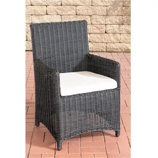 CLP Polyrattan Gartenstuhl Fontana 5mm,schwarz Cremeweiß - Schwarz, Weiß