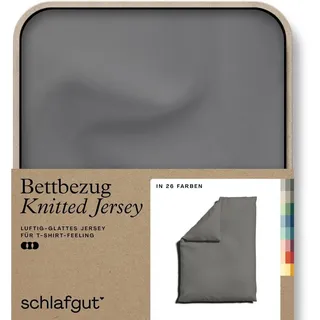 schlafgut Bettbezug Knitted Jersey uni, aus Bio-Baumwolle mit Elasthan, Reißverschluss, (1 St), bügelfrei, Mix & Match Bettwäsche: passender Kissenbezug erhältlich grau 155 cm x 220 cm