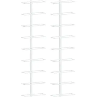 vidaXL Wand-Weinregal Für 9 Flaschen 2er set Weiß Eisen , Metall , Rechteckig , 24x98x9.5 cm , Weinregale