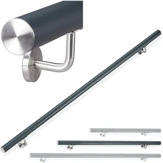 Relaxdays Handlauf 150 cm Aluminium rund anthrazit