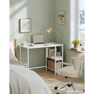 VASAGLE Schreibtisch mit 2 Regale Computertisch 100 x 75 x 60 cm weiß - Weiß