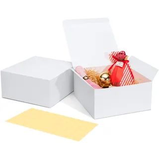 HOUSE DAY Geschenkboxen 10 Stück aus Karton mit Deckel - Maße 20 x 20 x 10 cm - passend für Geburtstags-/Party-/Brautjungfer-/Hochzeitsgeschenke - dekorative Verpackung für Geschenke - Box mit Deckel