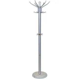 Kleiderständer, weiß (alufarben, weiß), H:176cm T:47cm Ø:47cm, Marmor, Metall, HOFMANN LIVING AND MORE, Garderobenständer, Kleiderständer, Garderobenständer