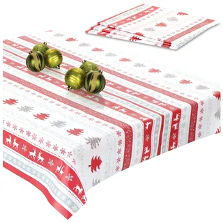 com-four® 4X Tischdecke mit Weihnachtsmotiv - Tischtuch abwischbar ca. 80 x 80 cm - Festliche Tafelwäsche für Adventskranz, Pyramide - weihnachtliches Mitteldecken-Set (4 Stück - X-Mas Design 2)