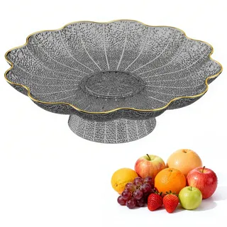 Zimoer 26x8CM Obstschale,Lebensmittelqualität Kunststoff Obstschalen Multifunktional Modern Obstkorb Stilvoll Langlebige für Obst,Snacks, Dessert,Gemüse Aufbewahrung,Küche (Grau)
