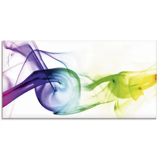 ARTland Wanddeko Glasbilder Wandbild Glas Bild einteilig 100x50 cm Querformat Design Abstrakte Kunst Farben Muster Rauch Bunt T5QF