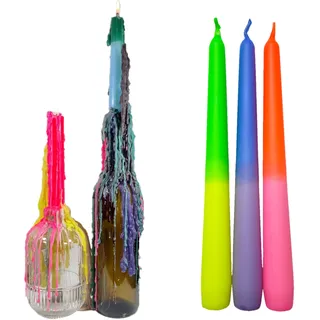 TROPFKERZEN 3er SET Tropfkerzen bunt zum betropfen Flaschenkerze Tropfkerze für Flasche bunte Kerzen für Flaschen und Kerzenständer DIP DYE TROPKERZEN 3er pastell
