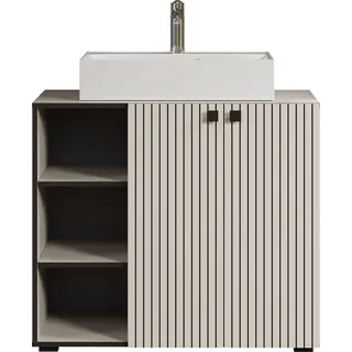 trendteam Bad Waschbeckenunterschrank inkl. Waschbecken Pure Bliss Cashmere Hellgrau Melamin B/H/T ca. 90/79/53 cm