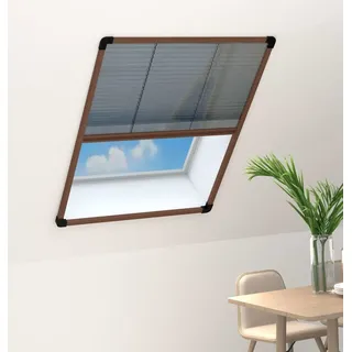 The Living Store Insektenschutz-Plissee für Fenster Aluminium Braun 80x120 cm - Braun