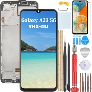 YHX-OU 6.6'' Schwarz mit Rahmen Display für Samsung Galaxy A23 5G SM-A236U SM-A236B SM-A236E LCD Bildschirm Glas Assembly Ersatz mit Werkzeug+1 Stück Schutzfolie