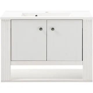 OTTO home "WESTMINSTER, Waschbeckenunterschrank inkl. Waschbecken, Metallgriffe", 1 Stk. tlg. in 2 Farben verfügbar, hängend, inkl. Waschbecken, Breite 80 cm, pinie weiß dekor),