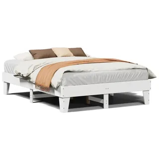 vidaXL Massivholzbett ohne Matratze Weiß 140x200 cm Kiefernholz - Weiß