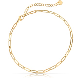 Made by Nami Edelstahl Damen Fußkettchen mit starkem Karabiner-Verschluss - in verschiedenen Designs - Frauen Fußkette Gold oder Silber - Mädchen Fußschmuck - Geschenk für Sie (Gold Figaro)