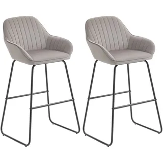 Homcom Barhocker 2er Set gepolstert Grau