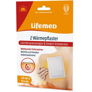 Lifemed Wärmepflaster für Rücken, Schultern und Nacken - Schmerzpflaster bei Rückenschmerzen, Regelschmerzen - Wärmekissen, Wärmegürtel und Rückenretter - ohne Arzneimittelwirkstoff (2 Pflaster)