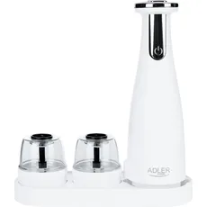 Adler Electric Salt and pepper grinder AD 4449w 7 W, Housing material ABS plastic, Lithium, Matte White, Pfeffermühle + Salzmühle, Weiss