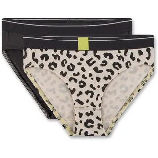 Sanetta Mädchen-Rioslips (Doppelpack) beige und schwarz Leo-Print | Hochwertige und nachhaltige Unterhose für Mädchen aus Baumwoll-Mix. Inhalt: 2er Set Unterwäsche für Mädchen