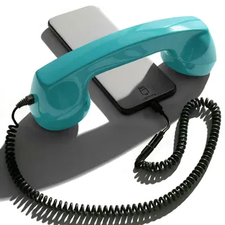 Opis Technology 60s Micro Lightning Edition Retro-Telefonhörer für iPhone 7 bis 14, inkl. MFi-zertifiziertem Lightning-Adapter, 3,5-mm-Klinke, Türkis