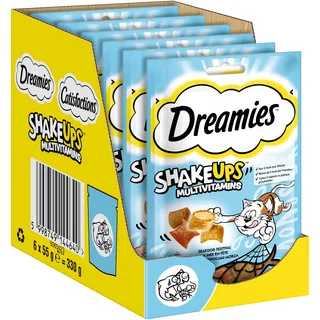 DREAMIES SHAKE UPS Multivitamins Seafood Festival , Katzenleckerlis im Portionsbeutel - 55g (6 Beutel)