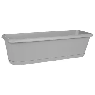 EDA - Blumenkasten Chorus 60 cm – Clip-Platte mit Wasserspeicher – 11,6 Liter – 58,8 x 18,8 x 16,1 cm – Betongrau