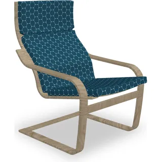 ABAKUHAUS Geometrisch Poäng Sessel Polster, Hexagons mit Dot Edges, Sitzkissen mit Stuhlkissen mit Hakenschlaufe und Reißverschluss, Petrol Blau und Weiß - Blau