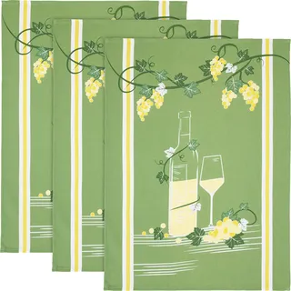Erwin Müller Geschirrtuch "Weißwein" im 3er-Pack Baumwolle grün/gelb Größe 50x70 cm