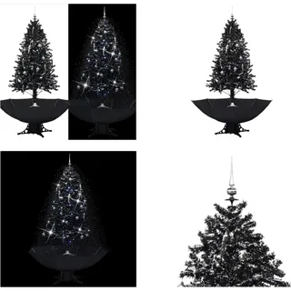 vidaXL Schneiender Weihnachtsbaum mit Schirmfuß Schwarz 190 cm PVC - Schneiender Weihnachtsbaum - Schneiende Weihnachtsbäume - Weihnachtsbaum Mit Schneefall - Weihnachtsbäume Mit Schneefall - Schwarz