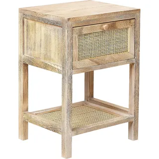 BELIANI Nachttisch Hellbraun aus Rattan u. Paulowniaholz mit Schublade für Schlafzimmer Boho Modern Natur Rustikal - Braun