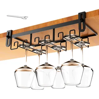 Cmecial Hängendes Weinglas-Regal unter dem Schrank, Metall-Weinglas-Aufbewahrung, Aufhänger für Bar, Weingläser, schwarzer Stielgläser-Halter Weinglas-Halter Regal, Aufbewahrung, Küchenorganizer
