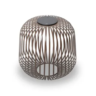 LUUK Studio Outdoor LED Solar Laterne, Terrassenlampe mit Solar- und USB-Aufladung, wetterfest IP65, mobile Außenbeleuchtung für Garten und Balkon, minimalistische Deko für draußen, Walnuss Braun