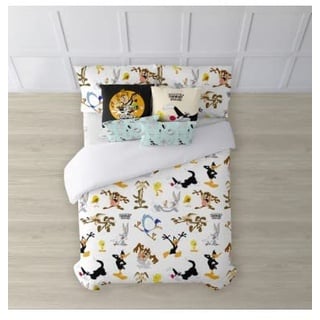 Belum Looney Tunes Bettbezug | Bettbezug Modell Looney Characters | Bettbezug mit Knöpfen | Bettbezug 100% Baumwolle | Bettbezug (Bett 120 cm (200 x 200 cm)