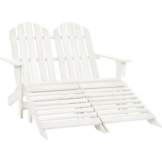 The Living Store 2-Sitzer Adirondack-Gartenbank mit Fußstütze Tannenholz Weiß - Weiß