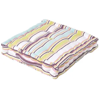 Homescapes Sitzkissen Osaka bunt gestreift 50/50/10 cm , Textil , Gestreift , Füllung: Polyester , Quadratisch , 50x10x50 cm , Oeko-Tex® Standard 100 , Heimtextilien, Wohntextilien, Kissen