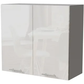 Feldmann-Wohnen Küchenhängeschrank Essen W3/80 Weiß Hochglanz / Grau Matt 80 / 32,5 / 72cm , Weiß Hochglanz, Grau , Holz , Rechteckig , 80x72x32.5 cm , Küchen, Küchenmöbel, Küchenschränke, Küchenoberschränke